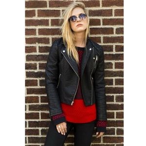 American Eagle Outfitters Women’s Medium M Black Vegan Faux Leather Moto Jacket